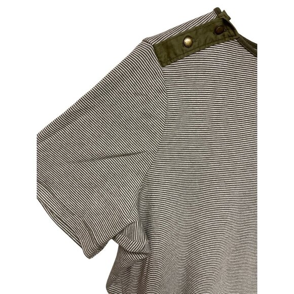 Lauren Ralph Lauren Women's Green Stripe Button Detail Short Sleeve Top Size 2X - Picture 2 of 8